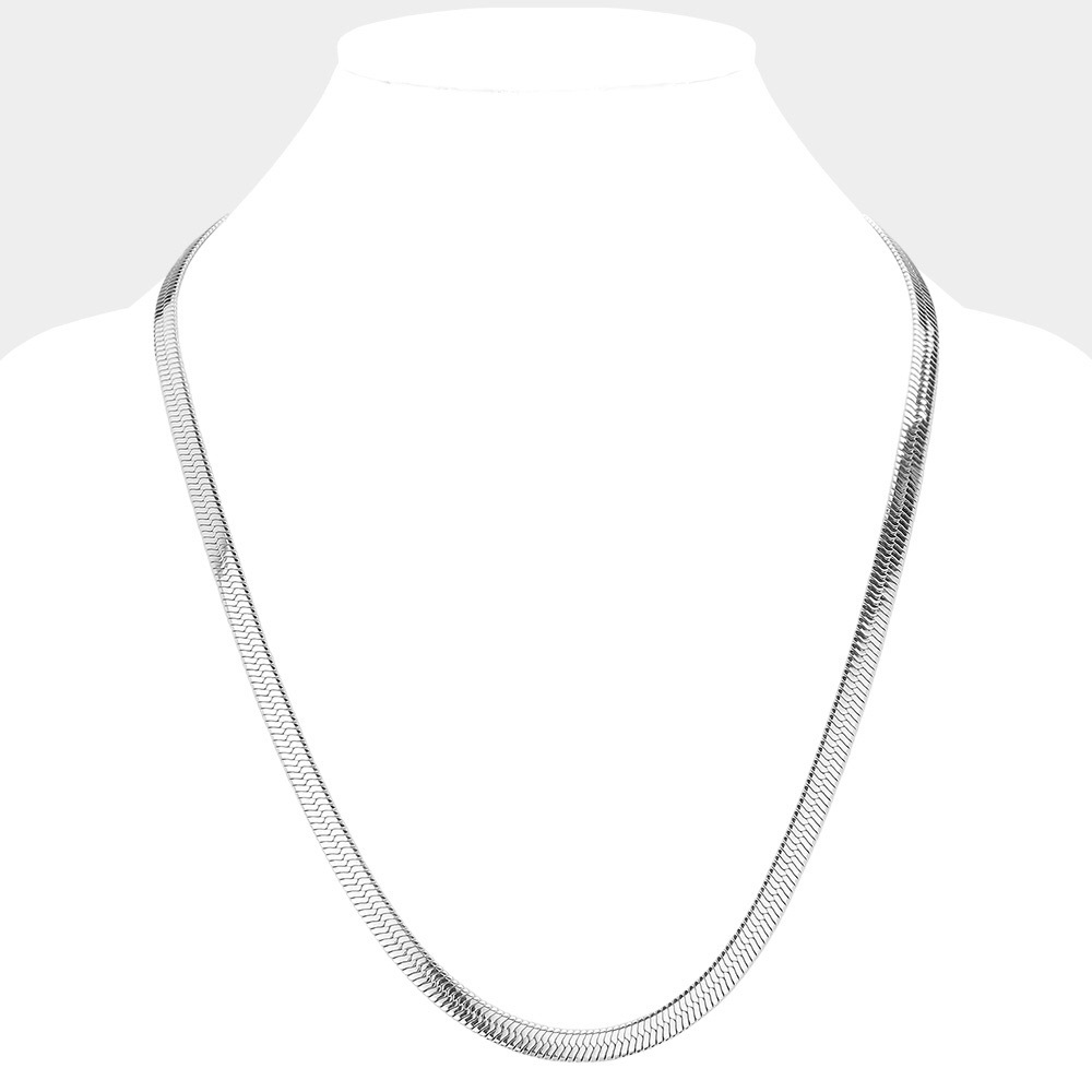 Stainless Steel Herringbone Chain Metal Necklace
